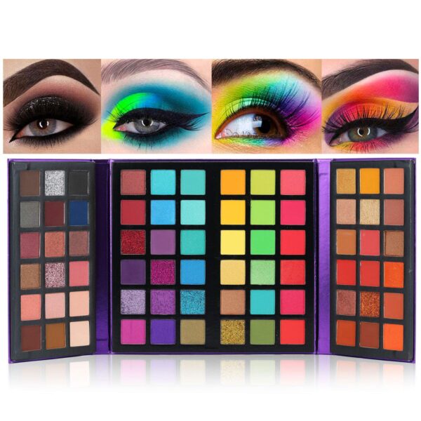 72 Colors Ultra Secret Eyeshadow Palette, 4 in1 Color Board Matte Shimmer Glitter Nude Natural All In One Makeup Palette Blendable Pigmented Make Up Green Eye Shadow Pallet Gift Kit